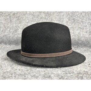 Kooringal Hat Fedora Fitted Mens 56cm Black Wool Felt Western Sun Protection